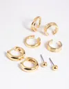 Lovisa Gold Plated Basic Huggie & Cuff Earrings 8-pack Premium Gold Plated On Brass Hypoallergenic Elegant In Gold