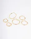 Lovisa Gold Plated Basic Thick Hoop Earrings Pack In Gold