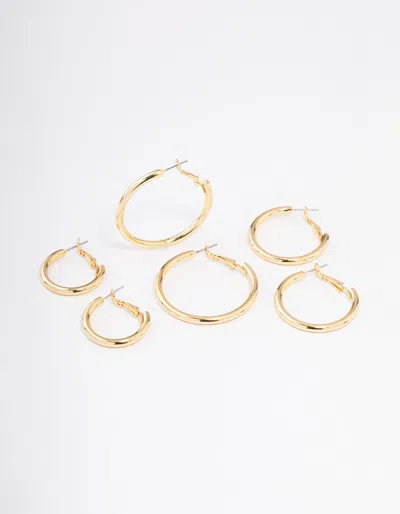 Lovisa Gold Plated Basic Thick Hoop Earrings Pack