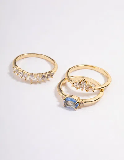 Lovisa Gold Plated Blue Stone Fan Cubic Zirconia Ring