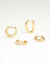 Lovisa Gold Plated Brass Cubic Zirconia & Oval Huggie Earrings 2-pack