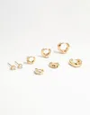Lovisa Gold Plated Brass Cubic Zirconia Baguette Earrings 4-pack