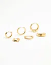 Lovisa Gold Plated Brass Organic & Cubic Zirconia Clicker Earrings 3-pack