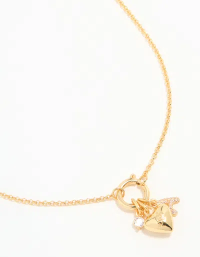 Lovisa Gold Plated Bubble A & Heart Charm Necklace