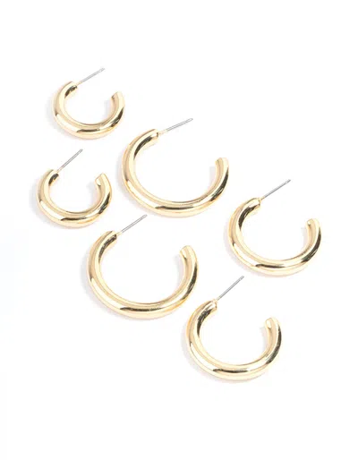 Lovisa Gold Plated Chunky Hoop Earrings 3-pack