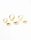 Lovisa Gold Plated Classic Chunky Hoop Earrings 3-pack In Gold