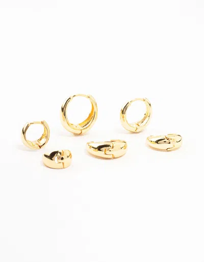 Lovisa Gold Plated Classic Chunky Hoop Earrings 3-pack