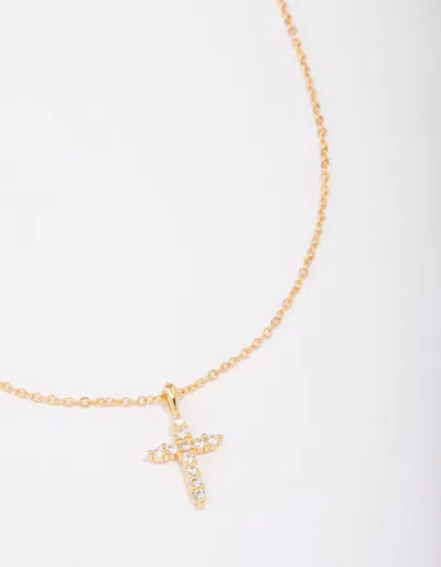Lovisa Gold Plated Crystal Cross Pendant Necklace