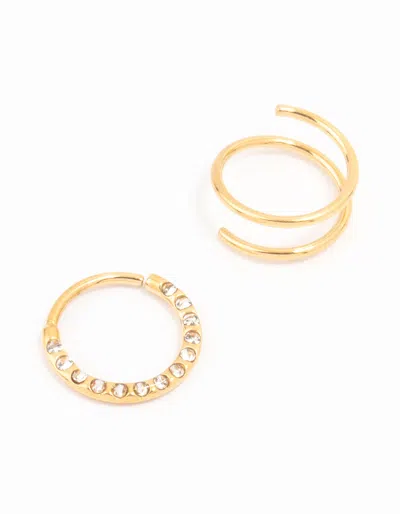 Lovisa Gold Plated Cubic Zirconia And Spiral Nose 2-pack