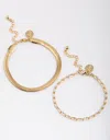 Lovisa Gold Plated Cubic Zirconia Baguette Snake Double Bracelet In Gold