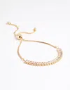 Lovisa Gold Plated Cubic Zirconia Baguette Toggle Bracelet In Gold