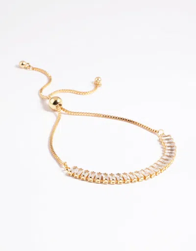Lovisa Gold Plated Cubic Zirconia Baguette Toggle Tennis Bracelet In Transparent