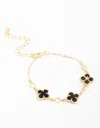 Lovisa Gold Plated Cubic Zirconia Black Flower Bracelet