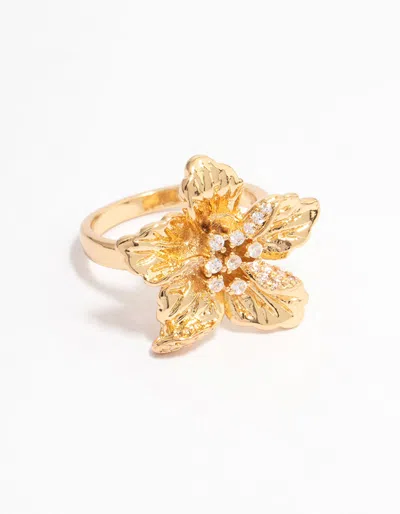 Lovisa Gold Plated Cubic Zirconia Bling Flower Ring
