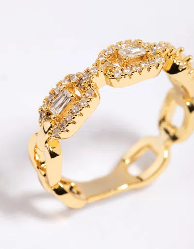 Lovisa Gold Plated Cubic Zirconia Chain Ring In Multi