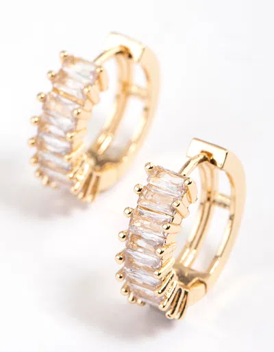 Lovisa Gold Plated Cubic Zirconia Classic Baguette Hoop Earrings
