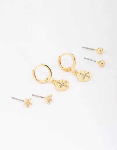 Lovisa Gold Plated Cubic Zirconia Coin Earring 3-pack