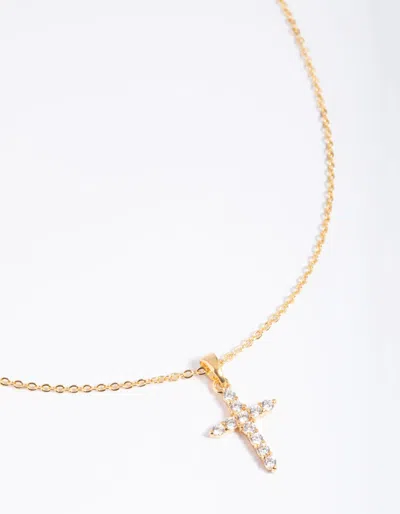 Lovisa Gold Plated Cubic Zirconia Cross Necklace