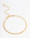 Lovisa Gold Plated Cubic Zirconia Dainty Baguette Layered Bracelet In Gold