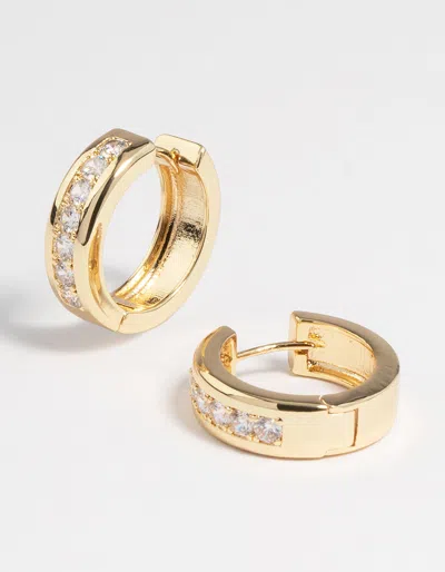 Lovisa Gold Plated Cubic Zirconia Encased Huggie Earrings