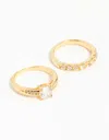 Lovisa Gold Plated Cubic Zirconia Engaement Ring Set In Gold