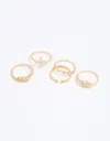 Lovisa Gold Plated Cubic Zirconia Leafy Mixed Ring 5-pack Size Sm