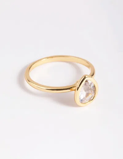 Lovisa Gold Plated Cubic Zirconia Pear Cut Ring In Silver