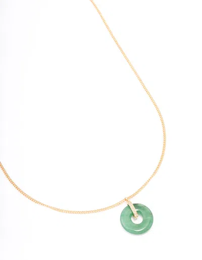 Lovisa Gold Plated Cubic Zirconia Semi-precious Donut Necklace In Green