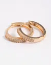 Lovisa Gold Plated Cubic Zirconia Small Huggie Hoop Earrings In Gold