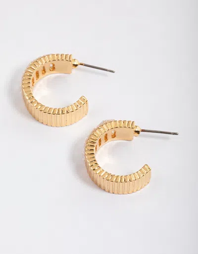 Lovisa Gold Plated Cubic Zirconia Wide Baguette Hoop Earrings