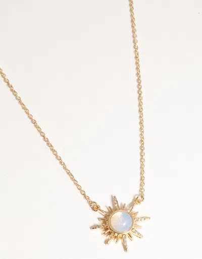 Lovisa Gold Plated Diamante And Moonstone Sun Necklace