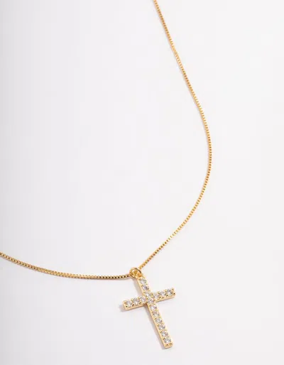 Lovisa Gold Plated Diamante Cross Fine Chain Necklace