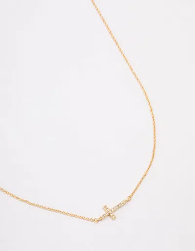 Lovisa Gold Plated Diamante Cross Fine Pendant Necklace