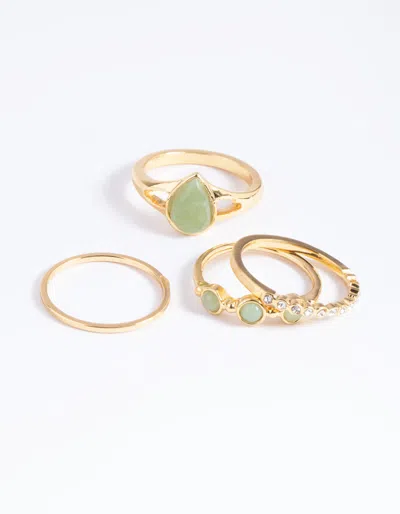 Lovisa Gold Plated Diamante Pear Ring Stack Pack In Multi