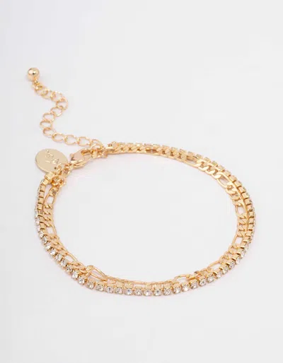Lovisa Gold Plated Double Chain & Crystal Bracelet
