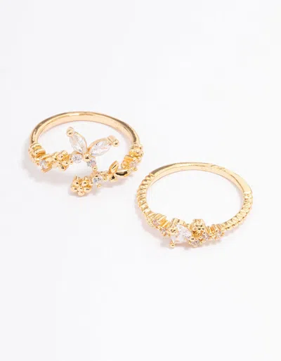 Lovisa Gold Plated Floral Stone Ring Pack