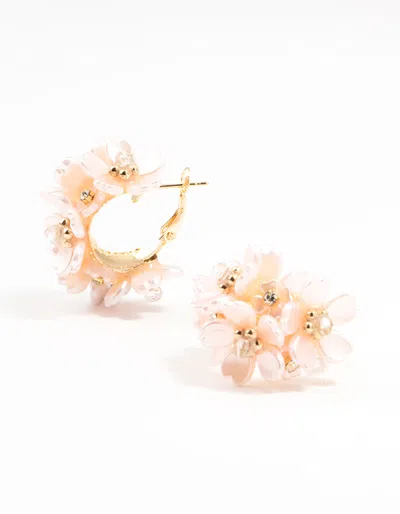 Lovisa Gold Plated Flower Cluster Hoop Earrings In Multi