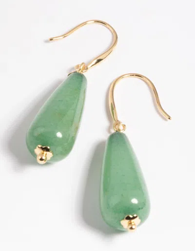 Lovisa Gold Plated Green Aventurine Drop Earrings