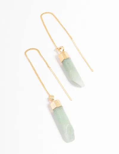 Lovisa Gold Plated Green Aventurine Irregular Thread Earring