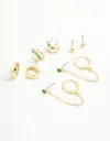 Lovisa Gold Plated Green Cubic Zirconia Stacker Earrings 5-pack