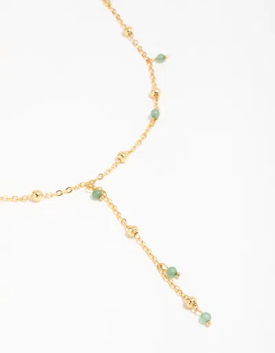 Lovisa Gold Plated Green Semi Precious Ball Y-necklace