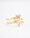 Lovisa Gold Plated Heart Butterfly Wrapped Ring In Gold