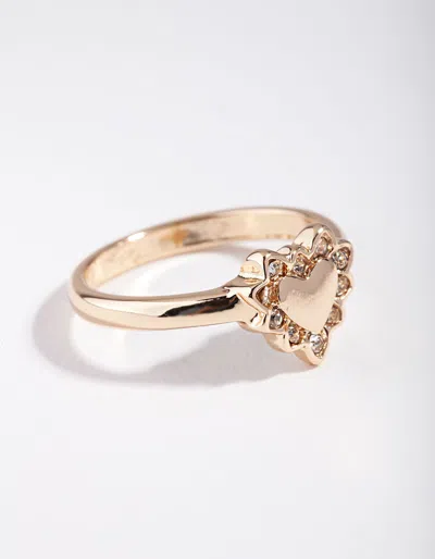 Lovisa Gold Plated Heart Diamante Ring In Multi