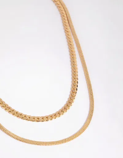 Lovisa Gold Plated Herringbone & Snake Layered Necklace