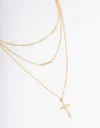 Lovisa Gold Plated Layer Bar & Cross Necklace In Gold