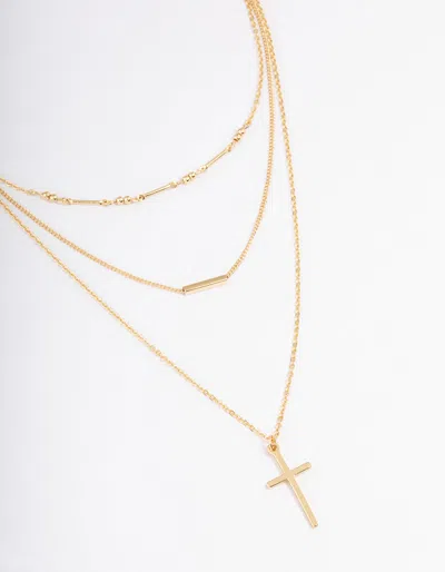 Lovisa Gold Plated Layer Bar & Cross Necklace