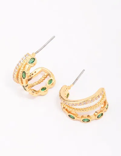 Lovisa Gold Plated Layered Crystal Illusion Hoop Earrings In Transparent