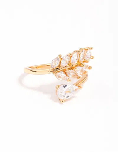 Lovisa Gold Plated Leafy Pear Crystal Ring