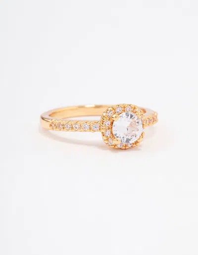 Lovisa Gold Plated Mini Cushion Cubic Zirconia Engagement Ring In Silver