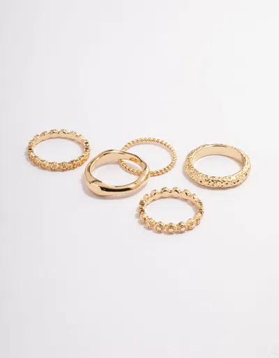 Lovisa Gold Plated Molten Mixed Ring 5-pack